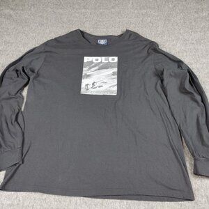 Polo Sport Ralph Lauren Shirt Mens XL Black Vintage Explorers 90s Graphic Print